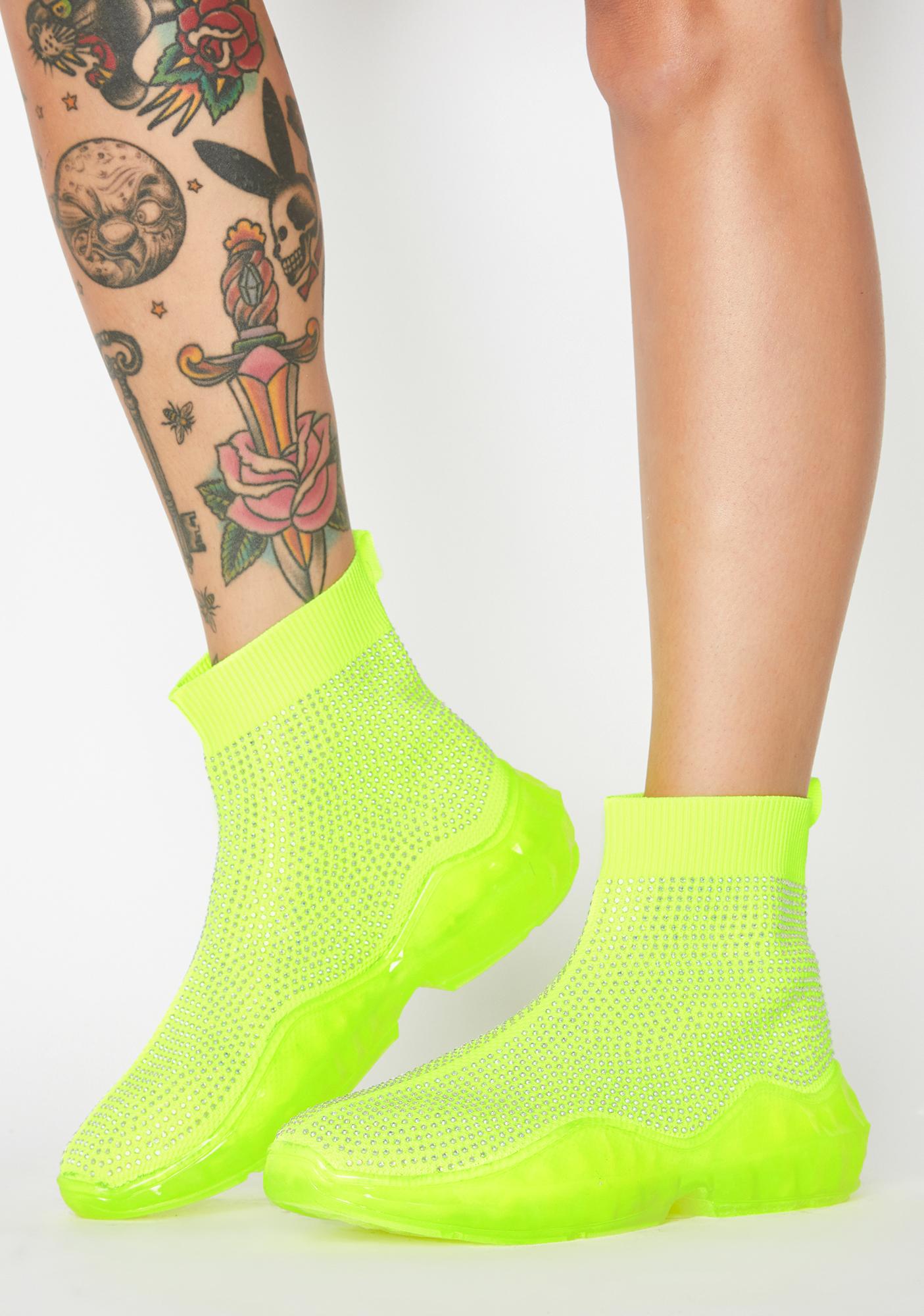 neon green sock sneakers