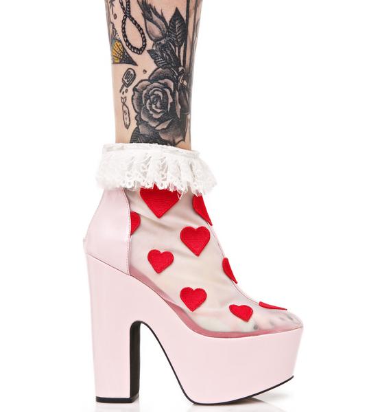 Sugar Thrillz Heart Printed High Heels | Dolls Kill