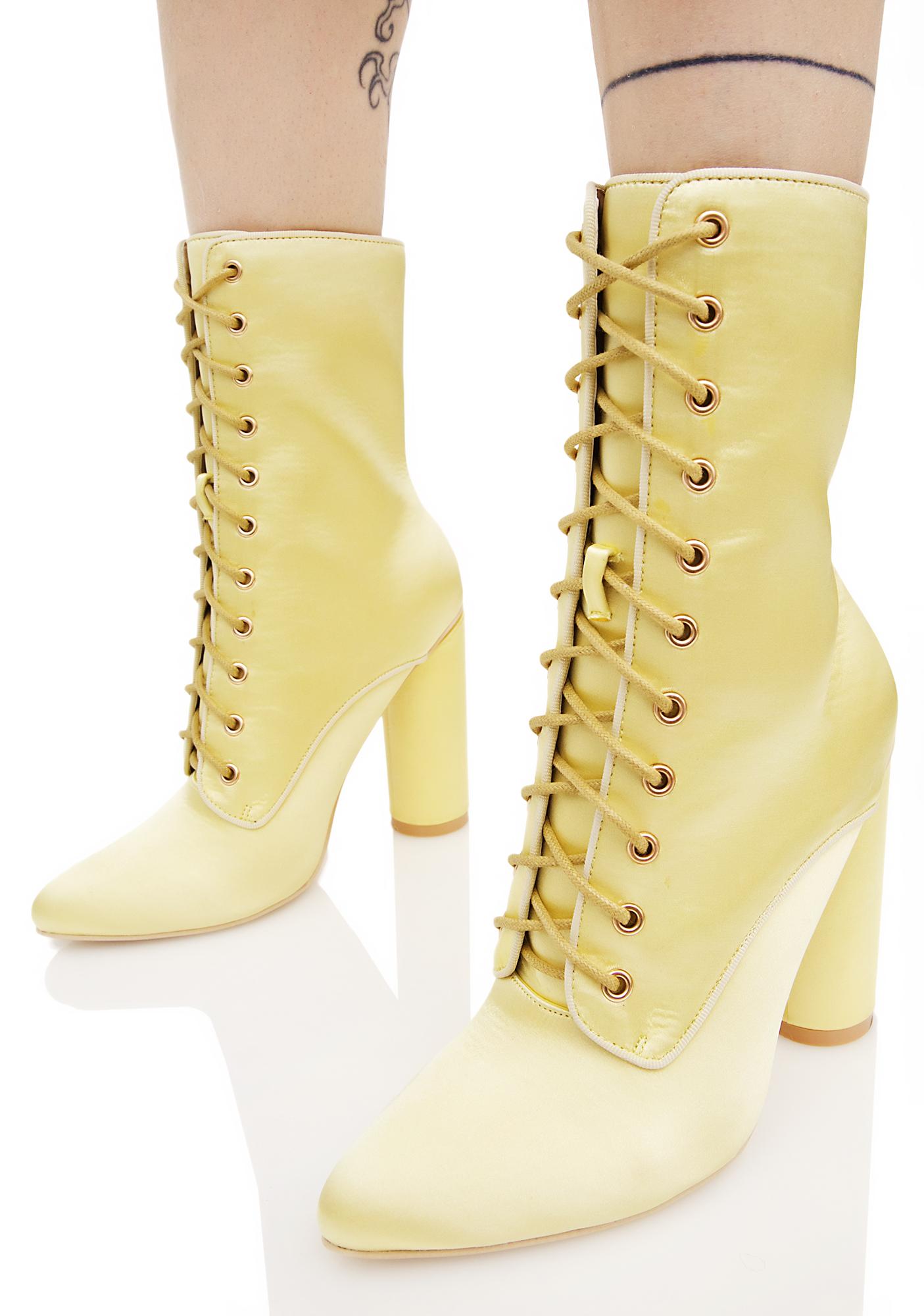 satin lace up boots