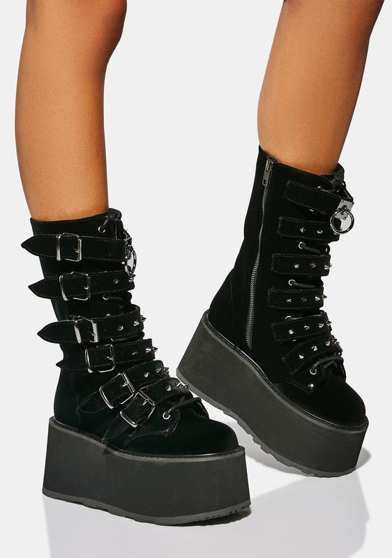 demonia buckle platform boots