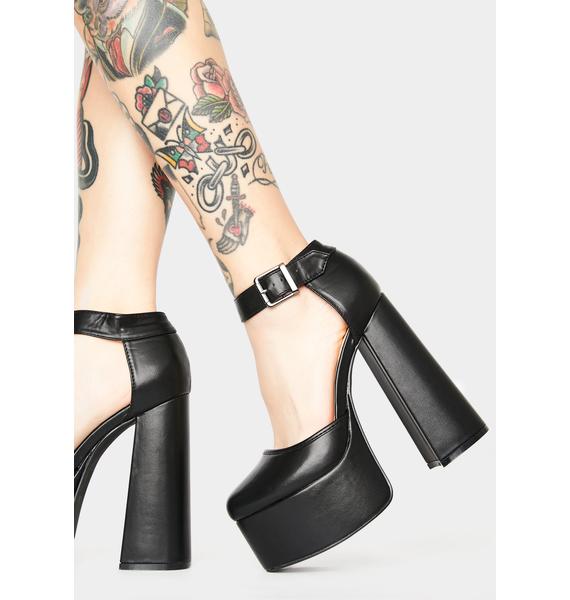 Vegan Leather Mary Jane Platforms Heeled Black | Dolls Kill