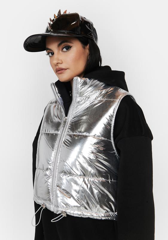 silver puffer vest