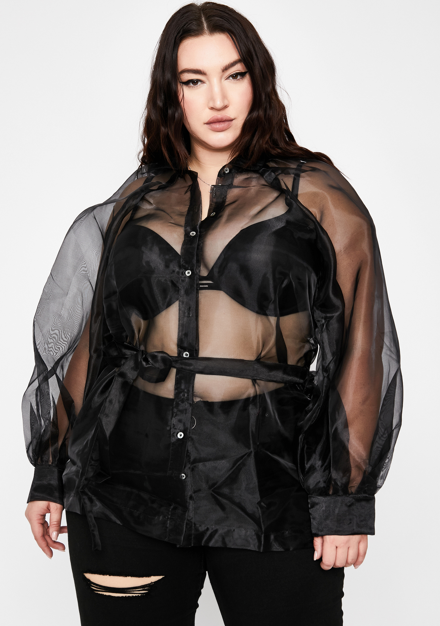mainstream montage organza blouse