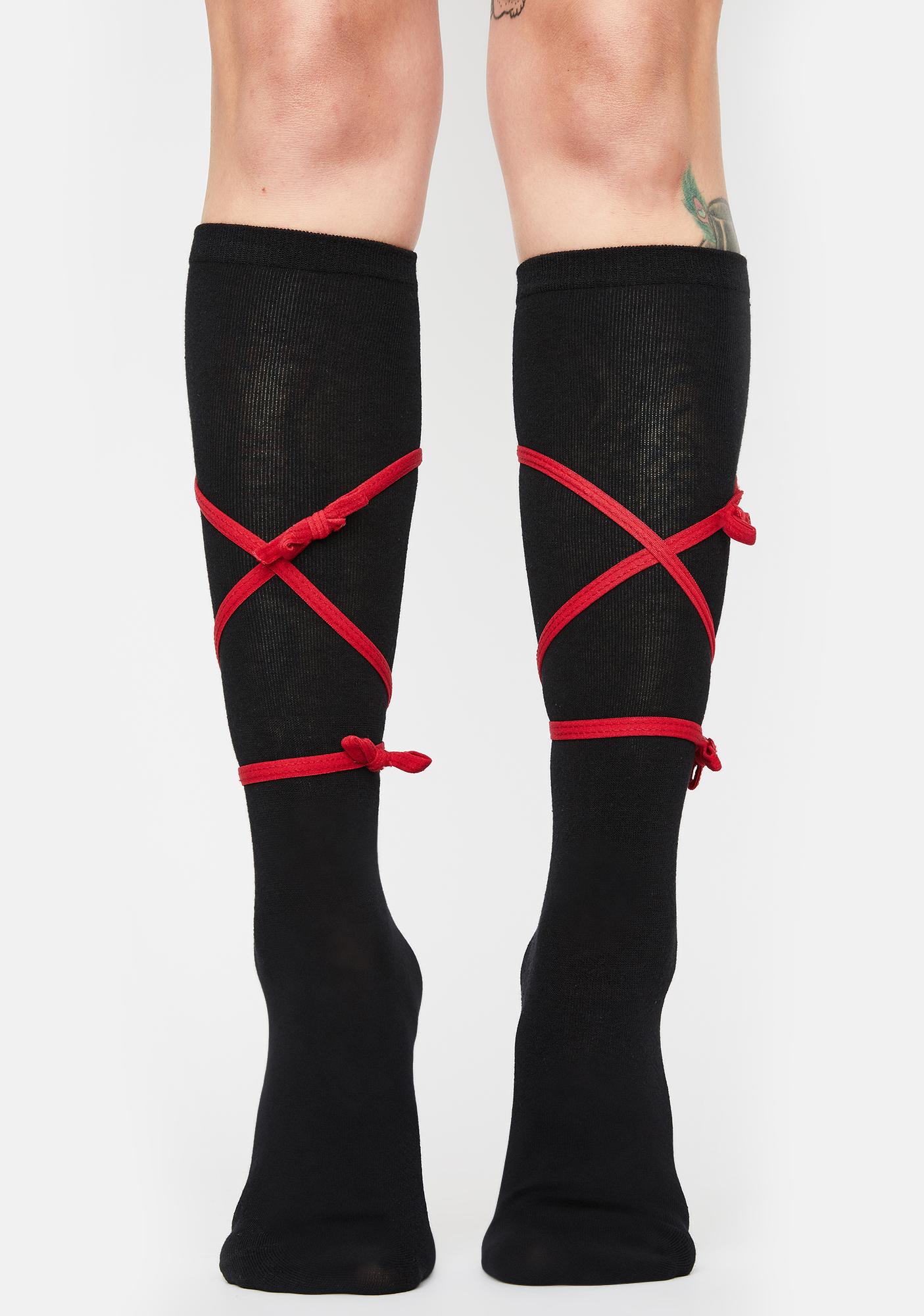 red black knee high socks