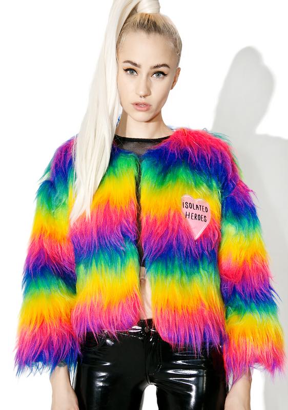 rainbow fluffy coat