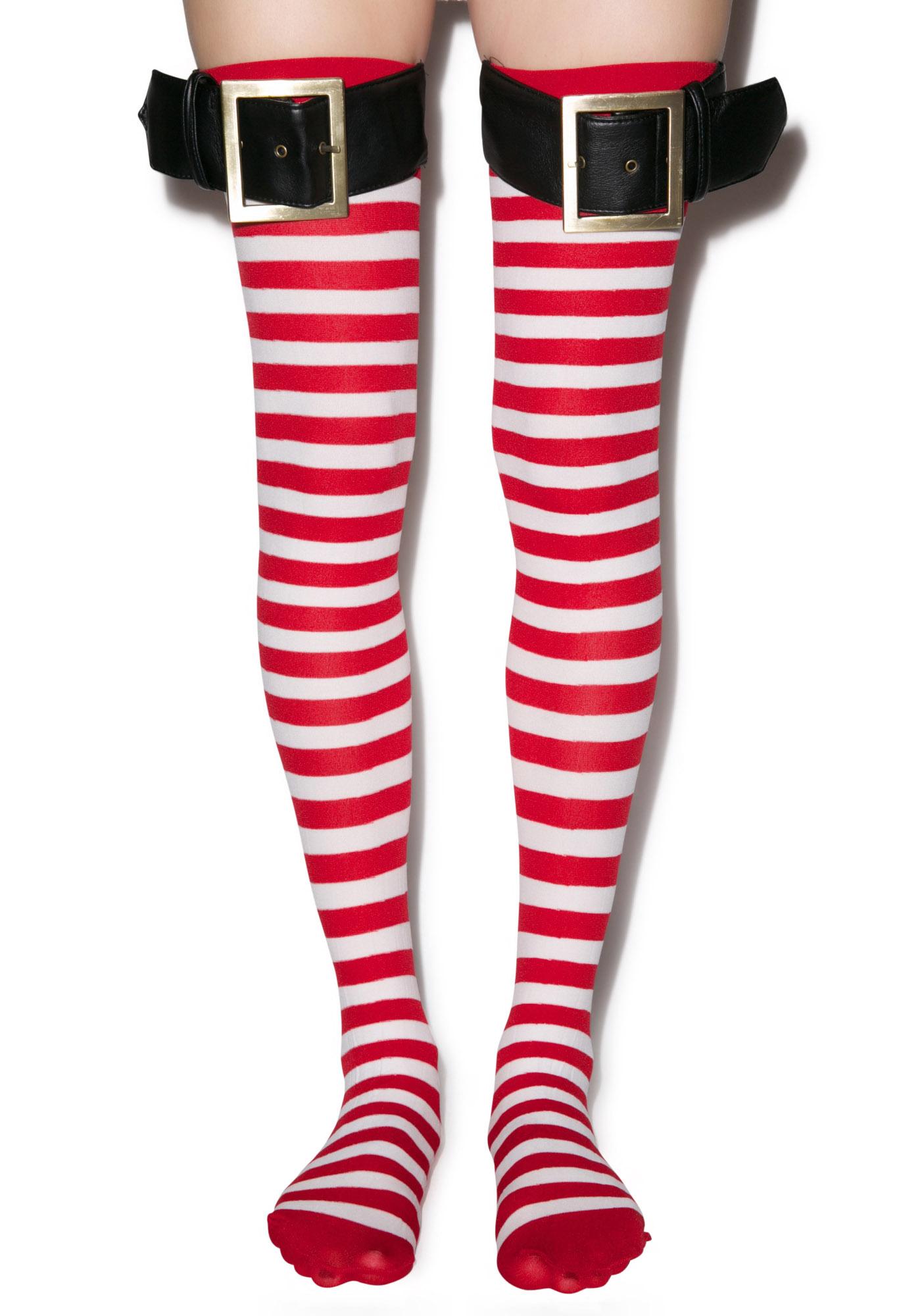 Santa Striped Thigh Highs | Dolls Kill