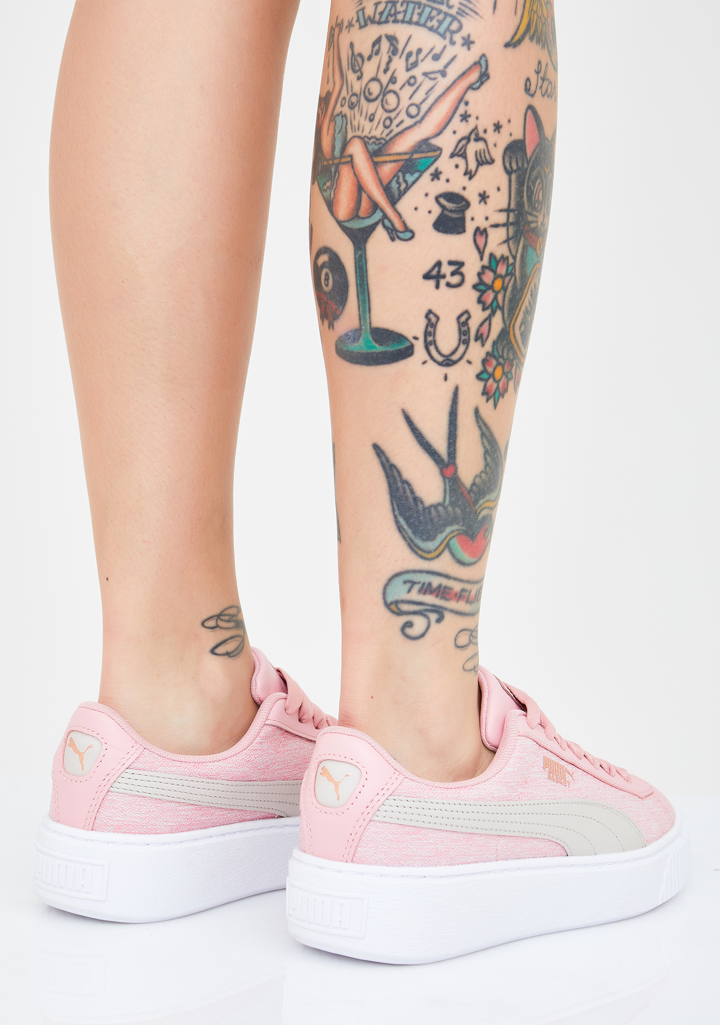 puma platform woven rose sneakers