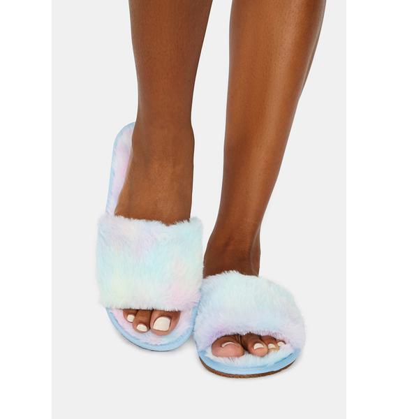 fluffy slipper slides with strap