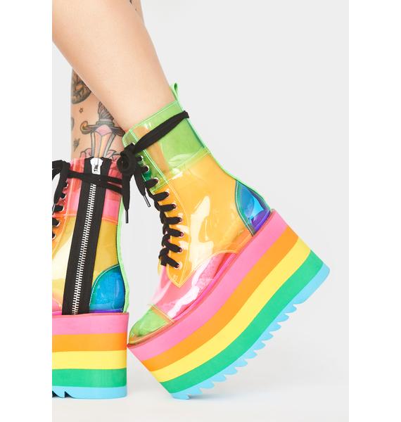 Current Mood Rainbow Colorblock PVC Platform Boots Dolls