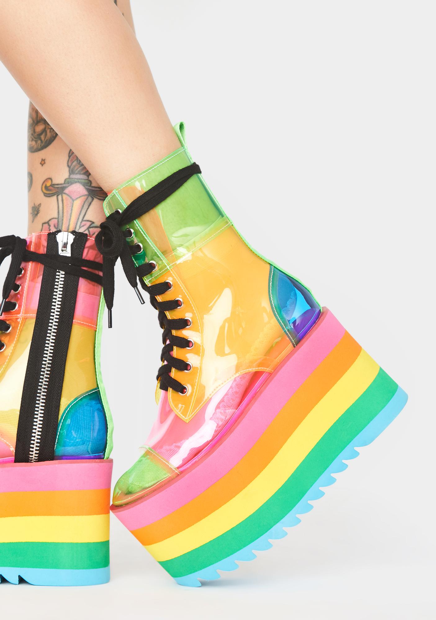 clear rainbow boots