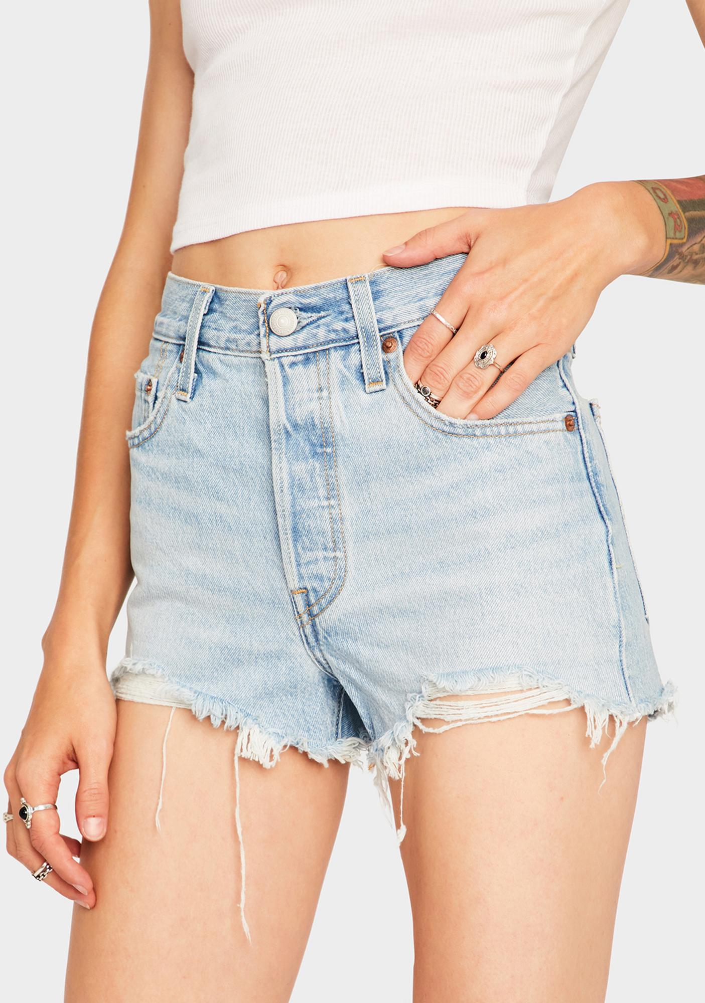 levi's 501 high rise short bring to light