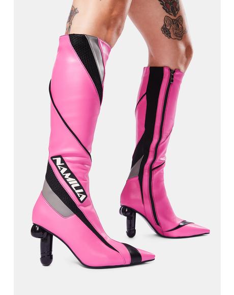 pink vegan boots