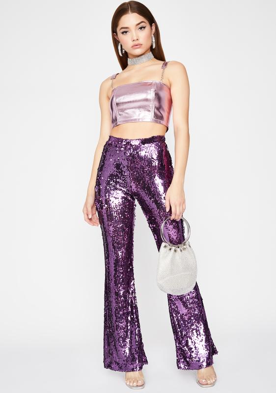 purple sequin pantsuit