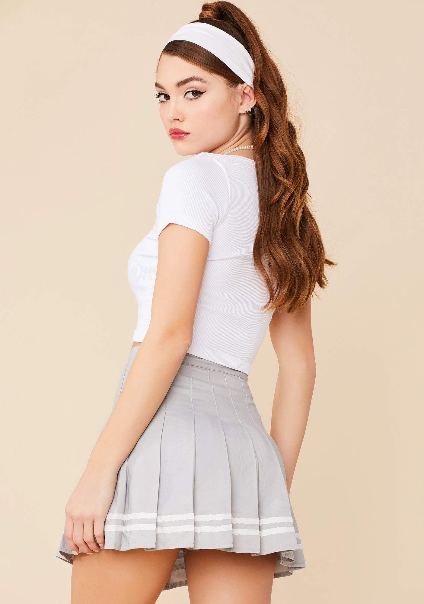 Pleated Mini Tennis Skirt - Light Grey | Dolls Kill