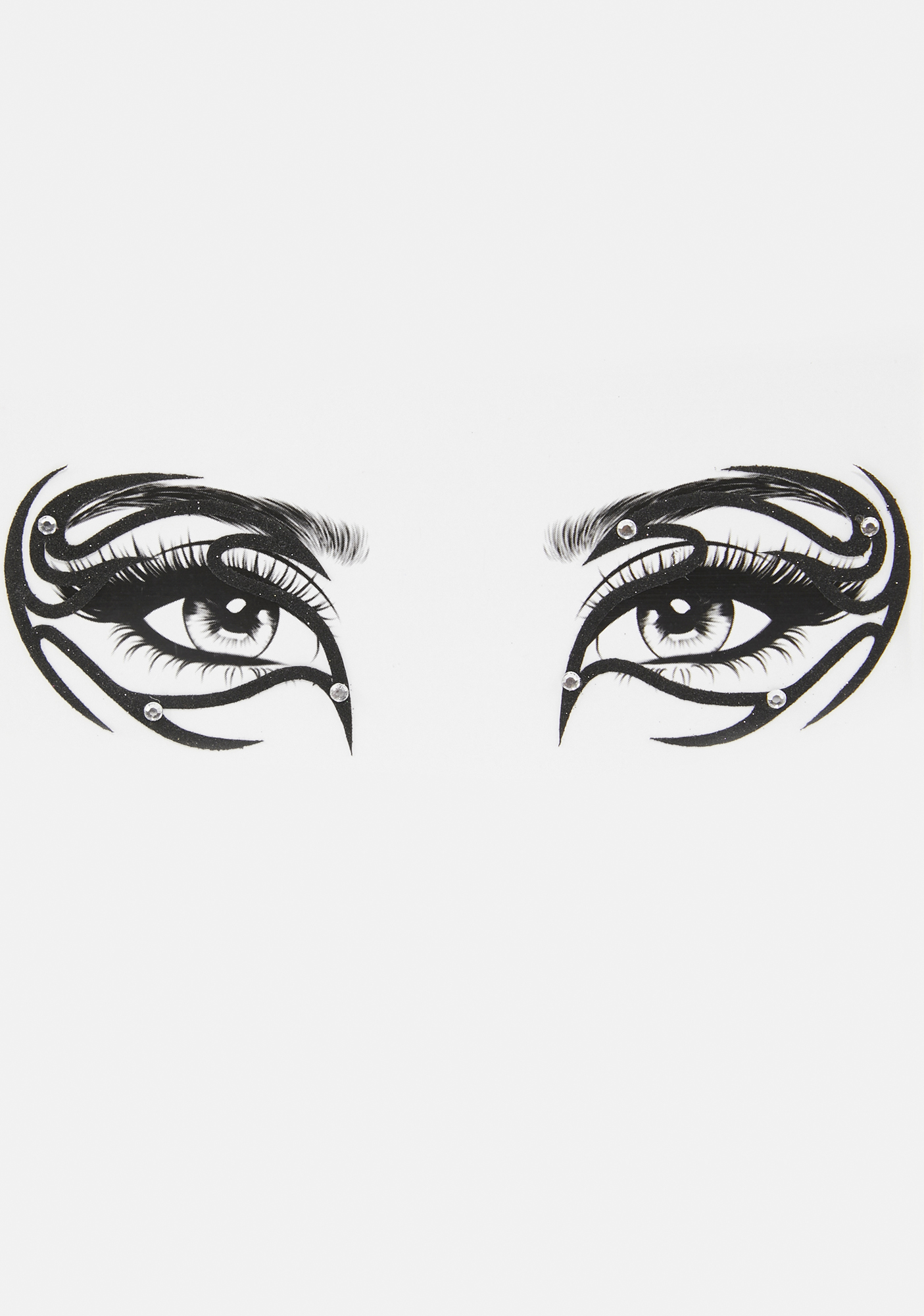 Abstract Eyeliner Rhinestone Eye Stickers - Black | Dolls Kill