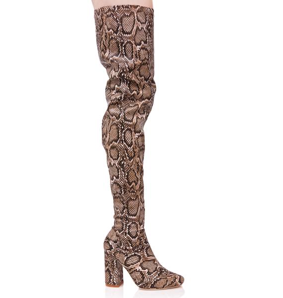 thigh high snake boots