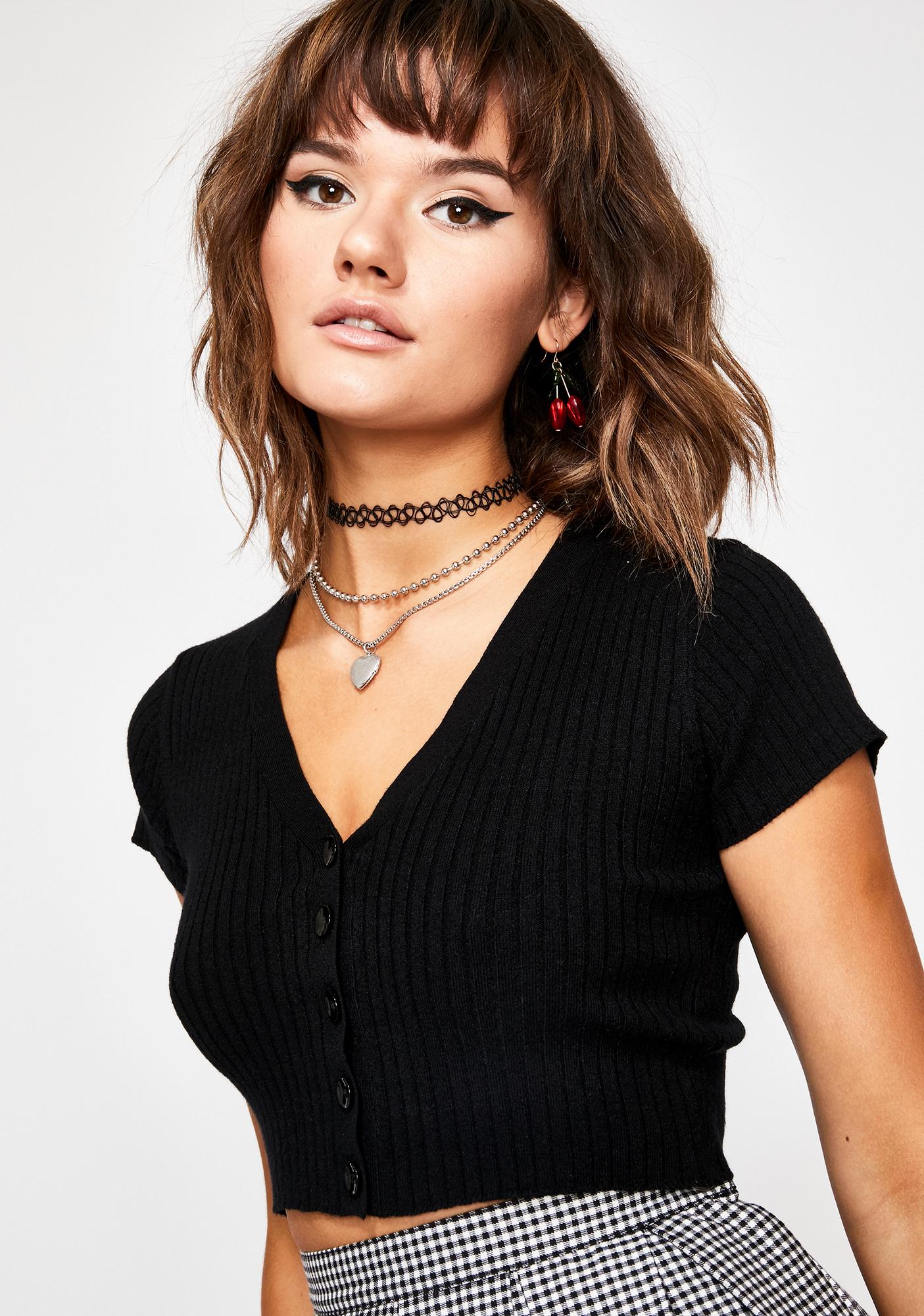 Short Sleeve Cropped Sweater Top | Dolls Kill