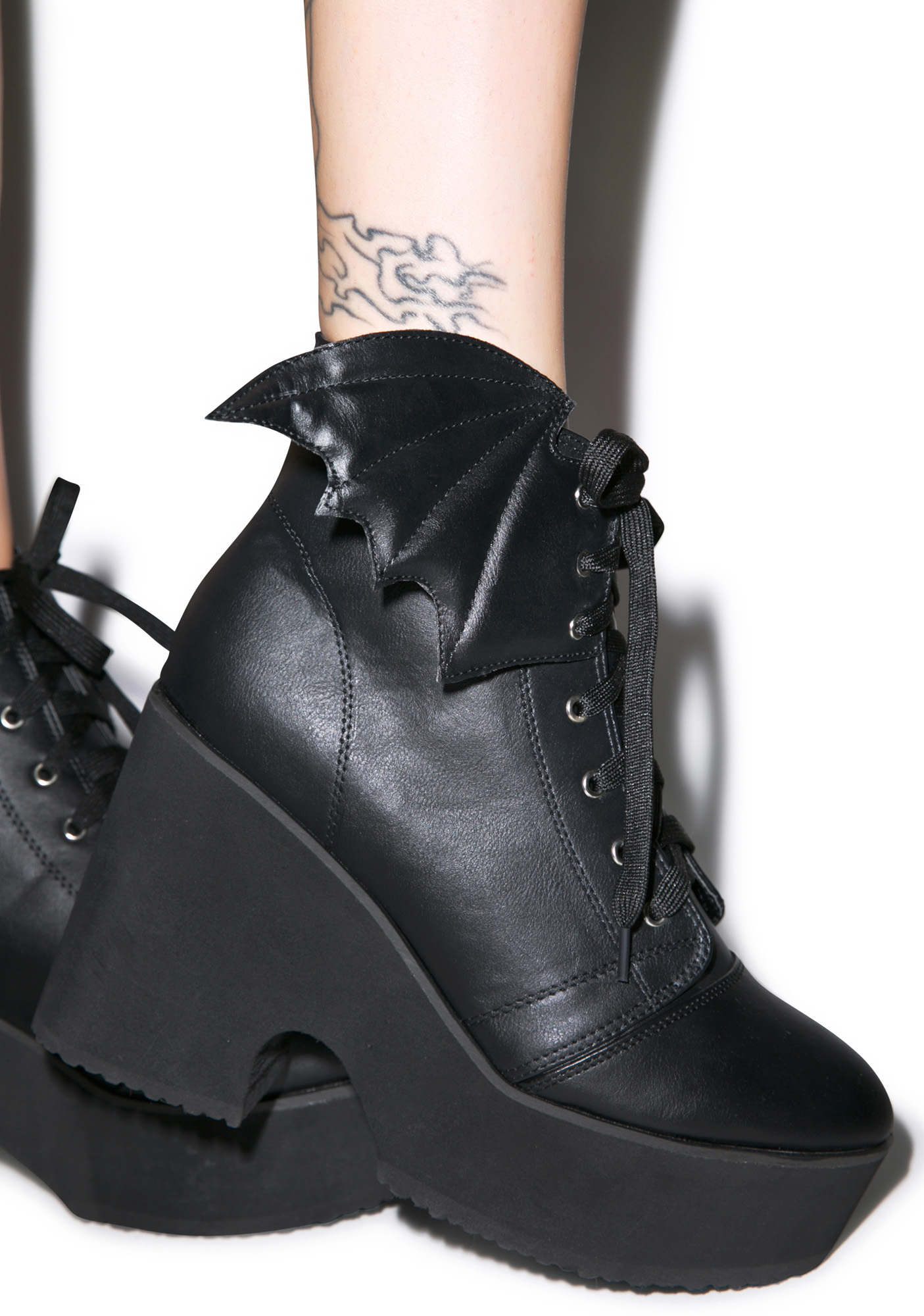 black bat wing combat boots