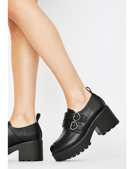 Delia's Platform Lace Up Oxfords Black | Dolls Kill
