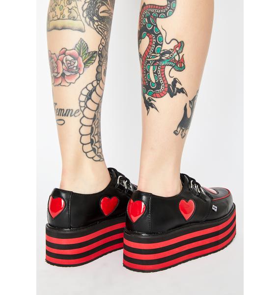 T.U.K. Heart Striped Platform Creepers Dolls Kill