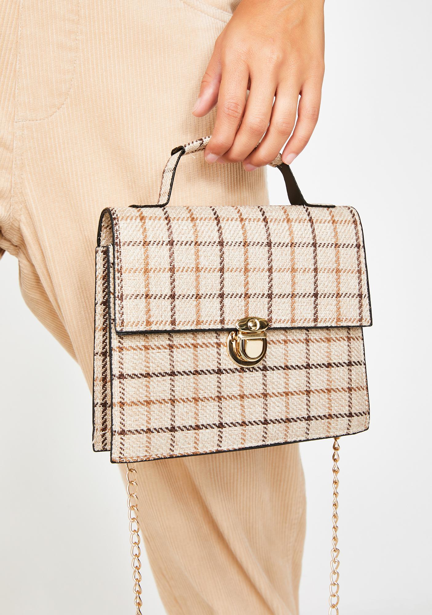 Plaid Structured Chain Handbag Dolls Kill Pen Pals Plaid Handbag