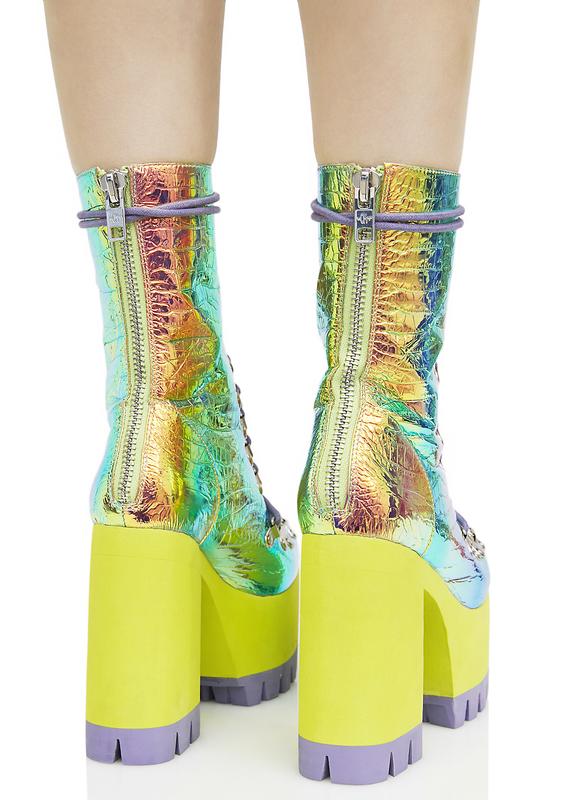 iridescent boots