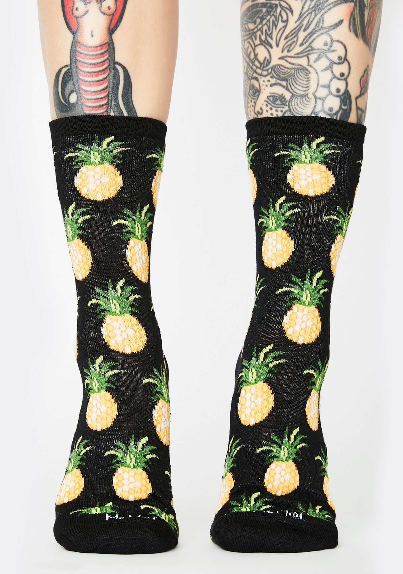MeMoi Pineapple Print Crew Socks Dolls Kill