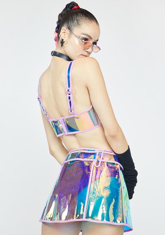 Club Exx Clear Holographic PVC Mini Skirt - Blue/Purple | Dolls Kill