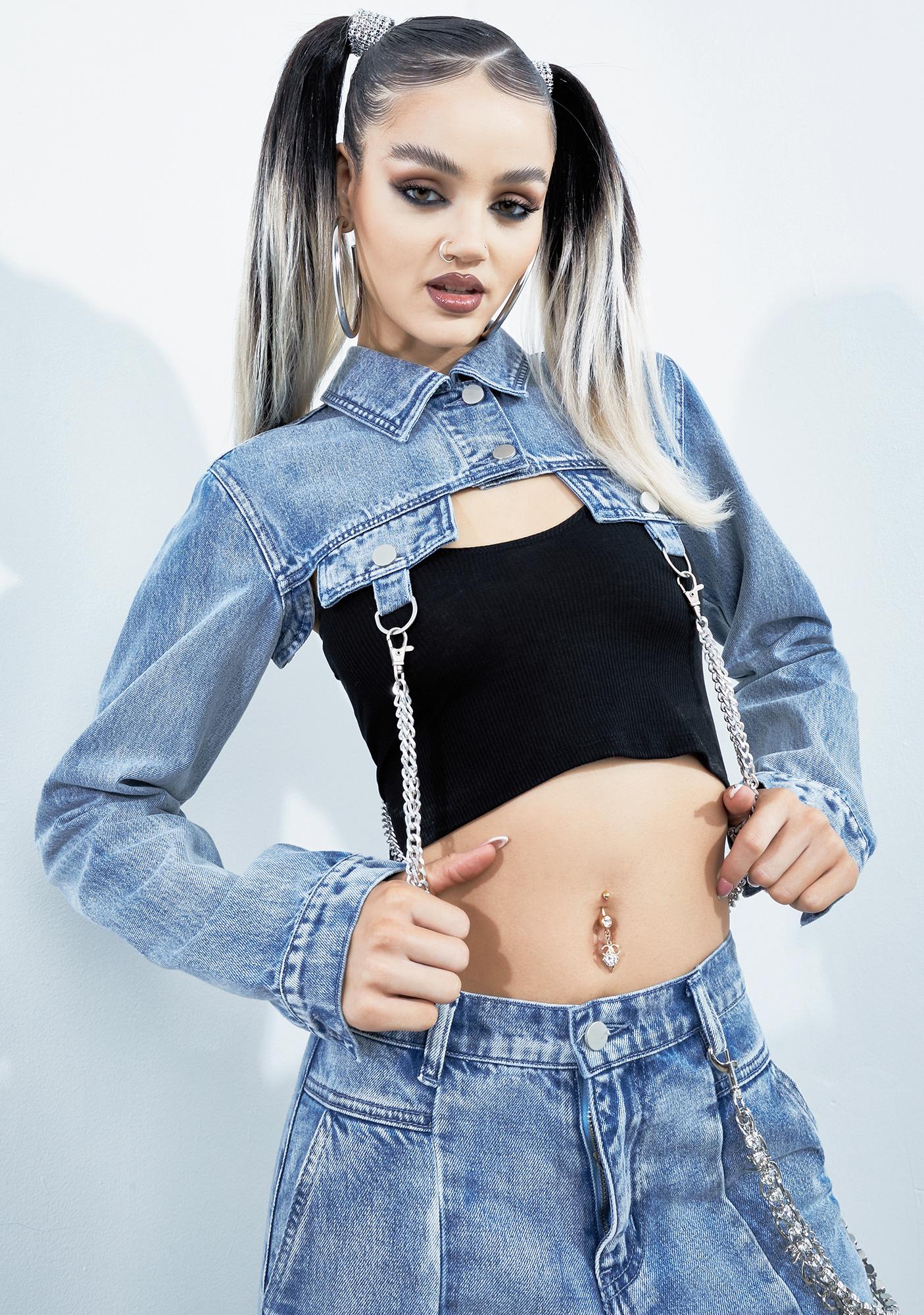 Crop top and jeans with shrug Clearance