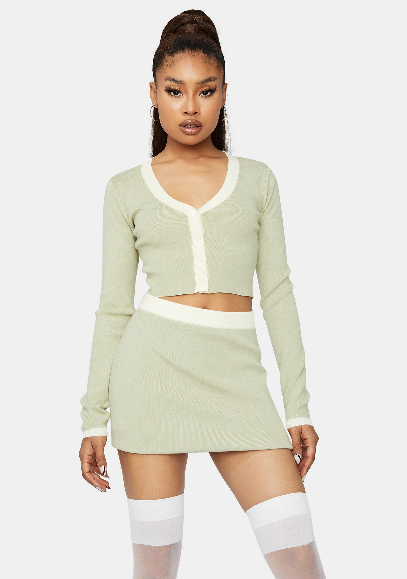 crop sweater skirt set