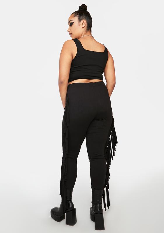 plus size fringe leggings