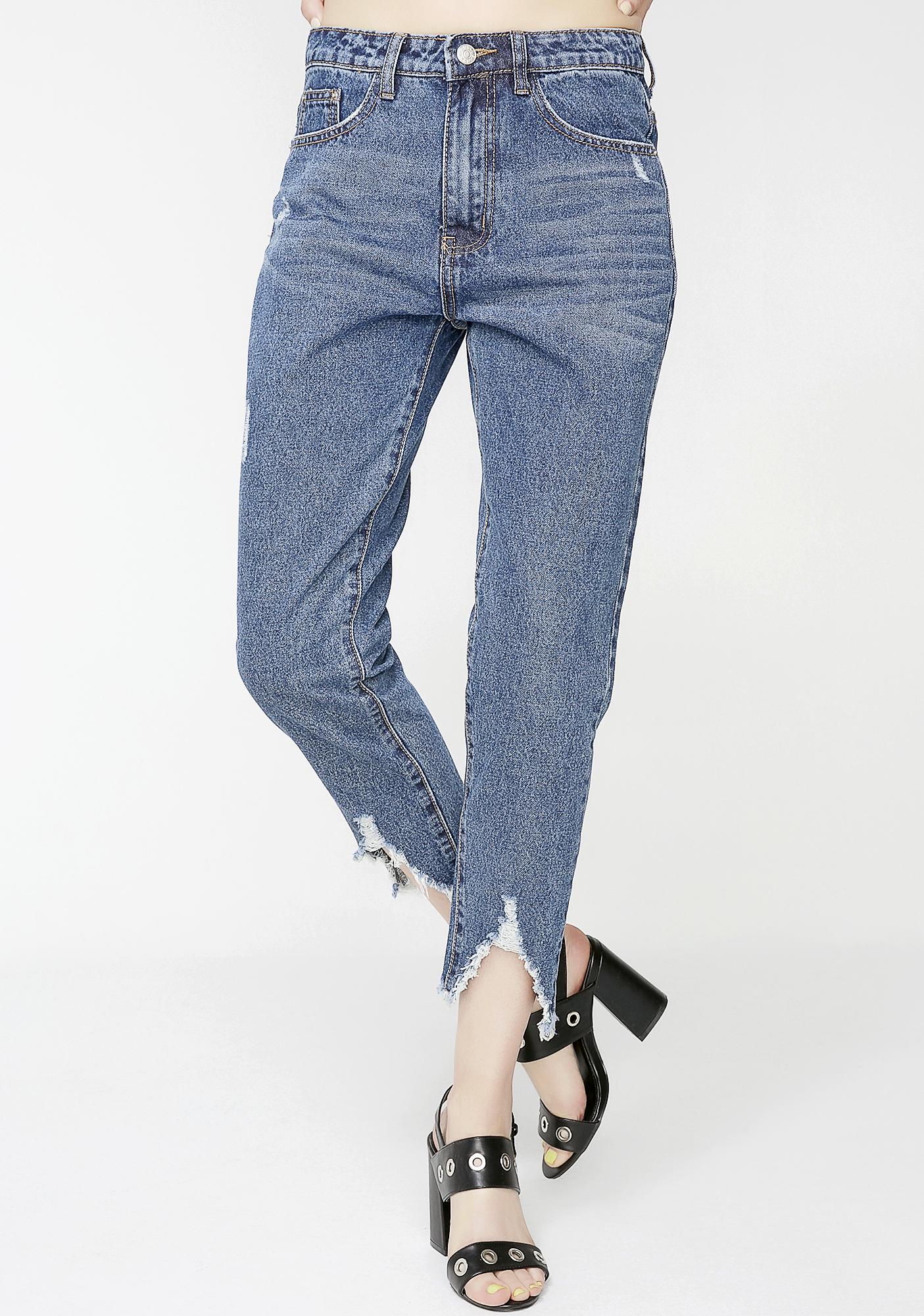 torn hem jeans