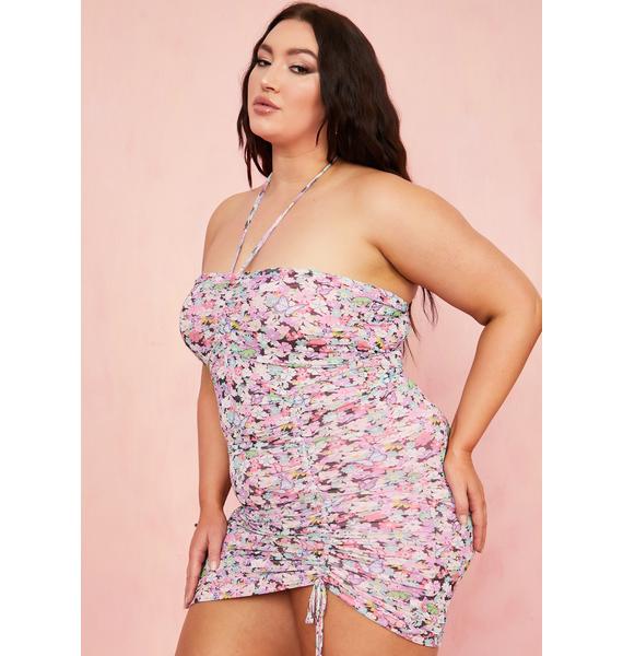 Plus Size Sugar Thrillz Floral Ruched Halter Dress Multi Dolls Kill