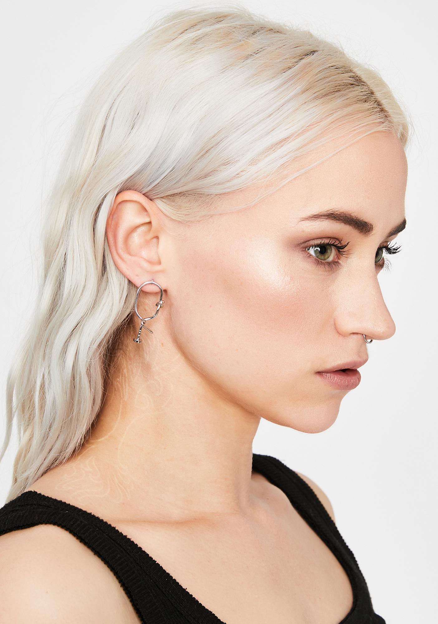 Barb wire triangle earrings
