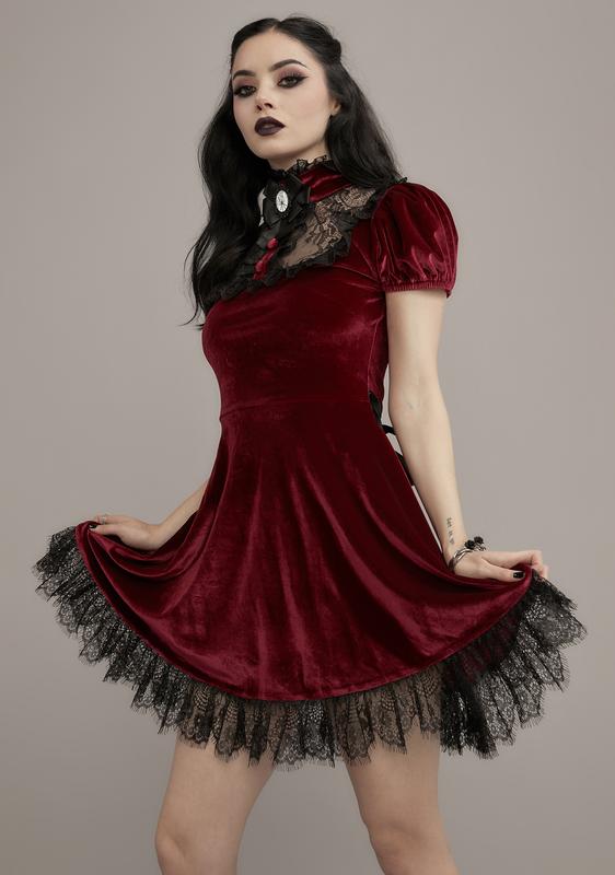 red velvet lace dress