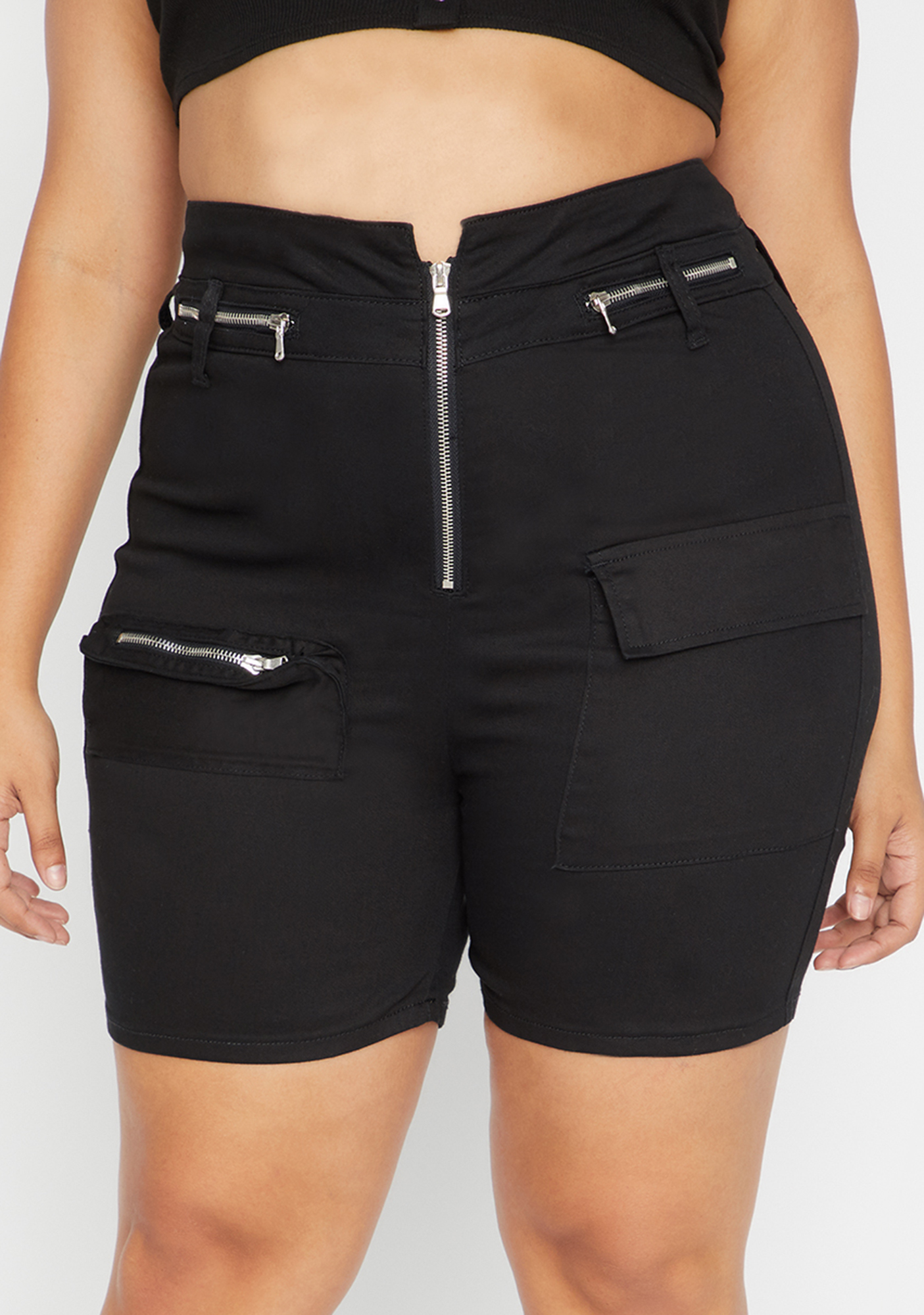 Plus Size High Waist Zipper Cargo Shorts Dolls Kill