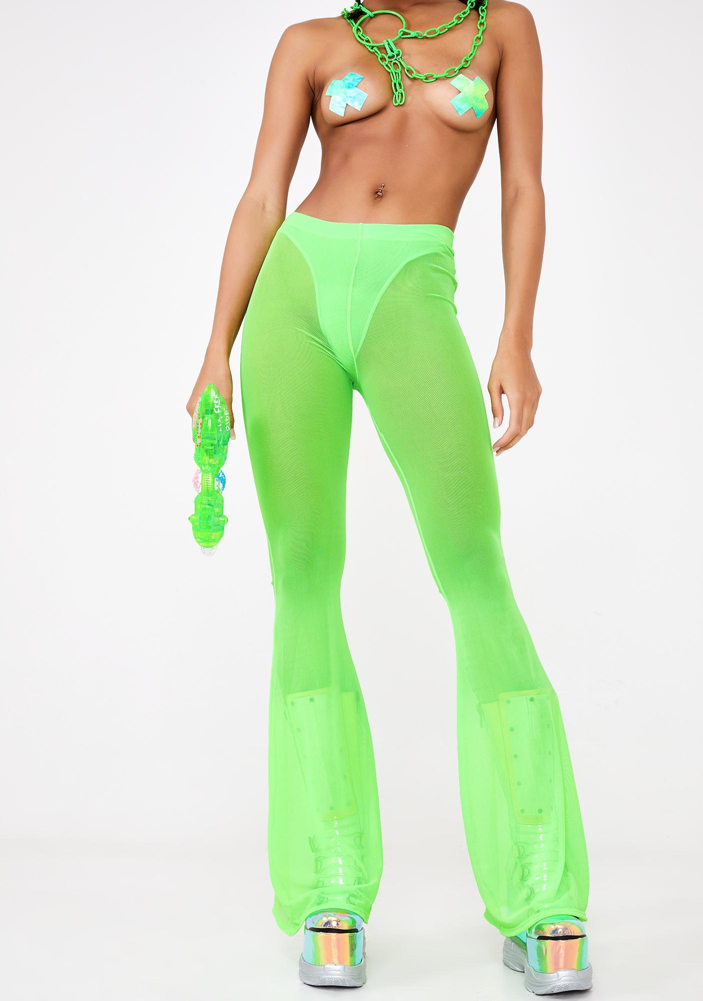 neon flared pants