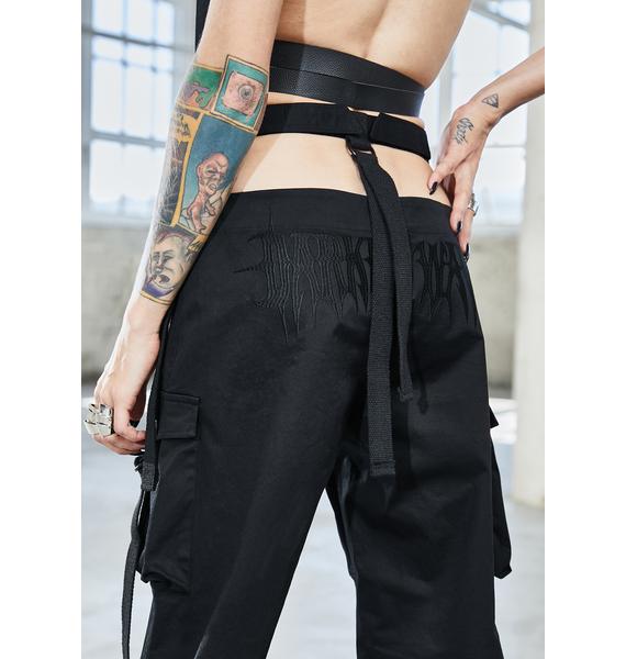 black wide leg cargo pants