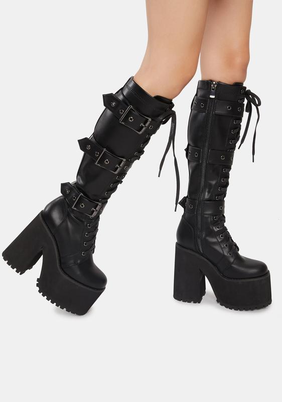 black high platform boots