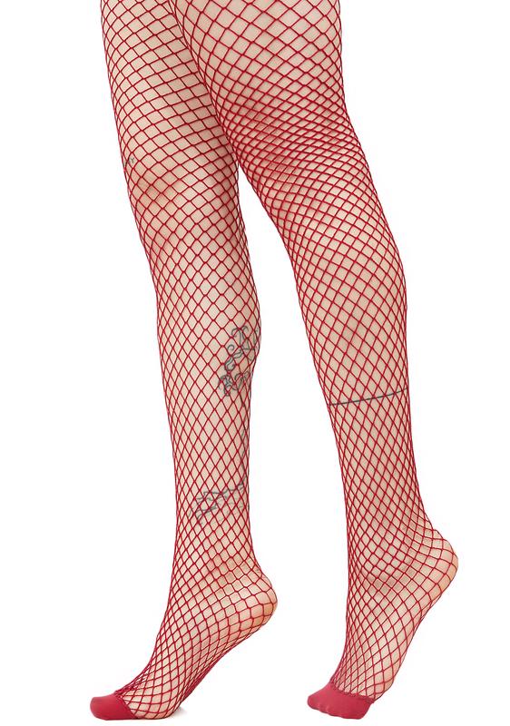 burgundy fishnets