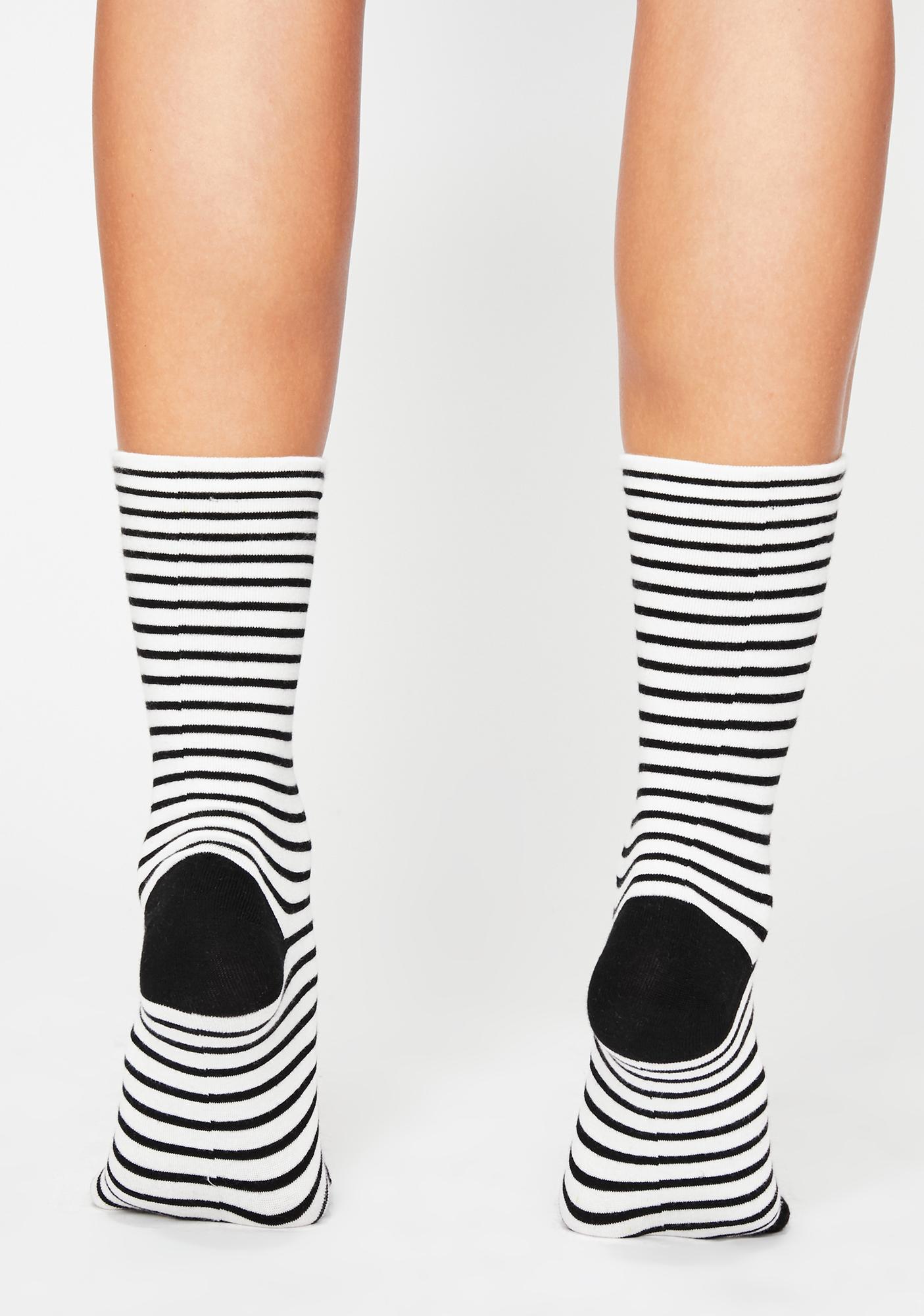 Striped Socks Crew Black White | Dolls Kill