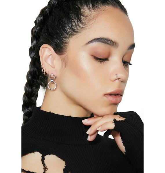 Silver Double Circle Earrings Dolls Kill