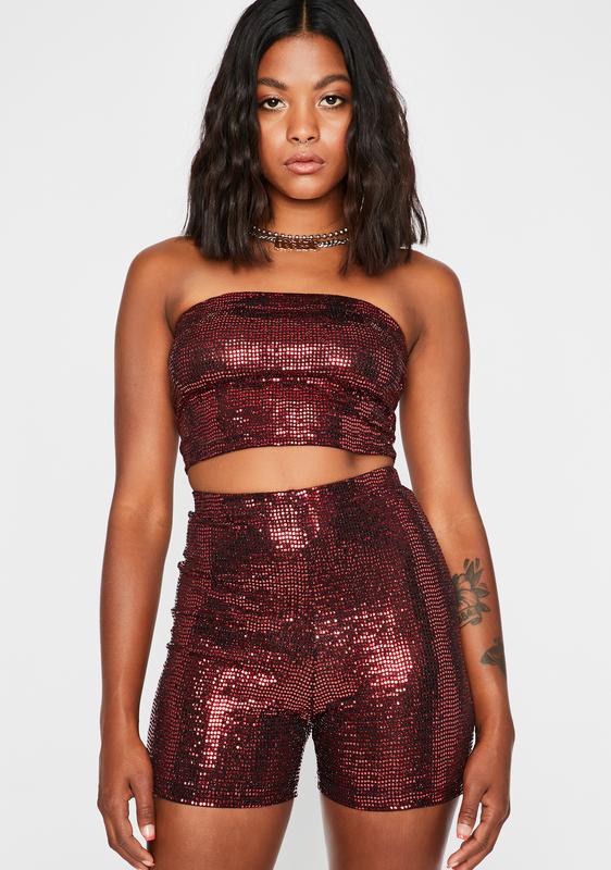 sequin biker short set