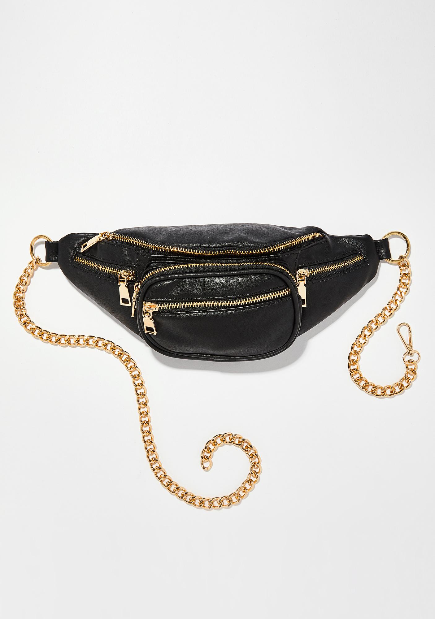 Gold Chain Fanny Pack Black Bag | Dolls Kill