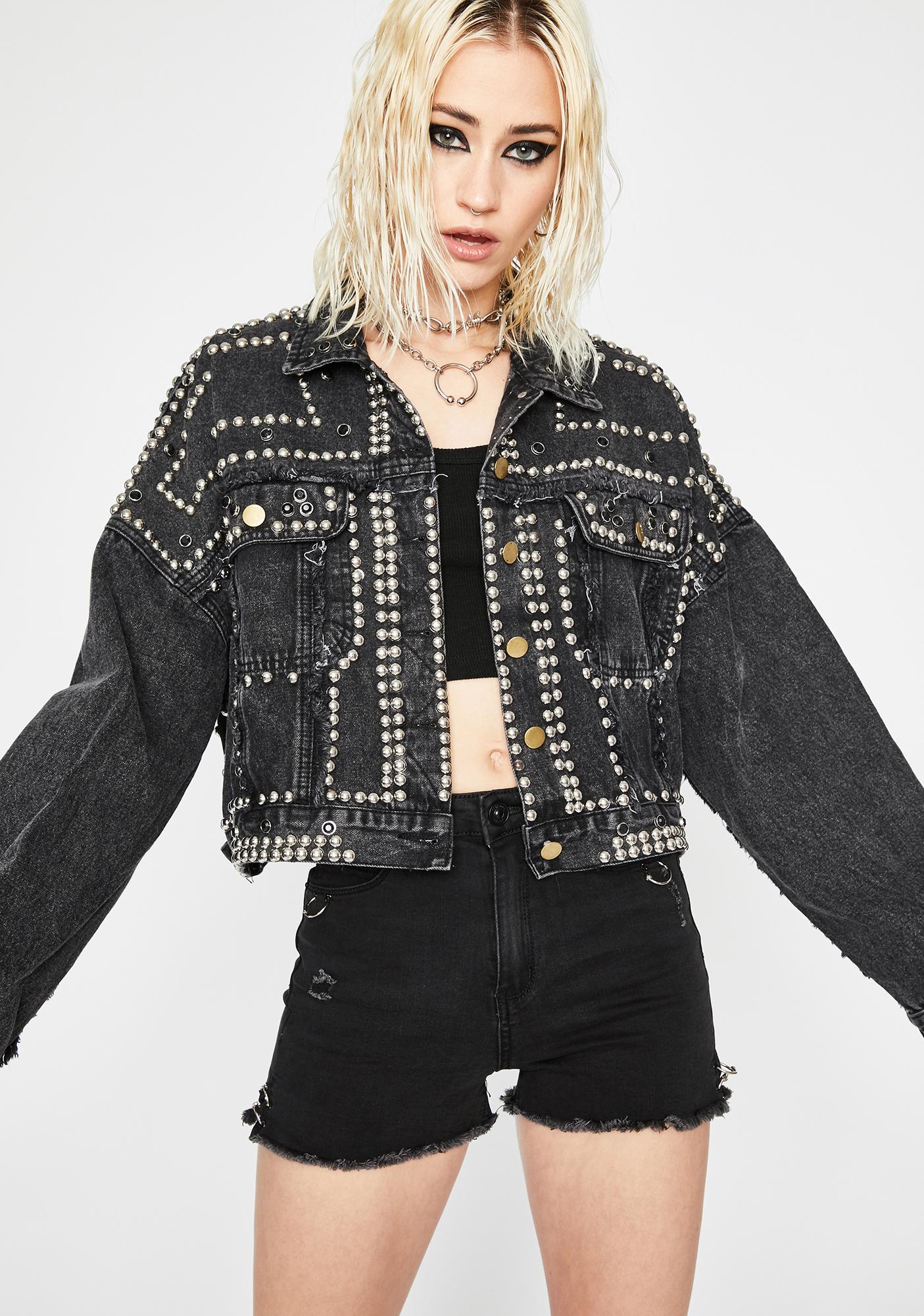 black jacket with rhinestones
