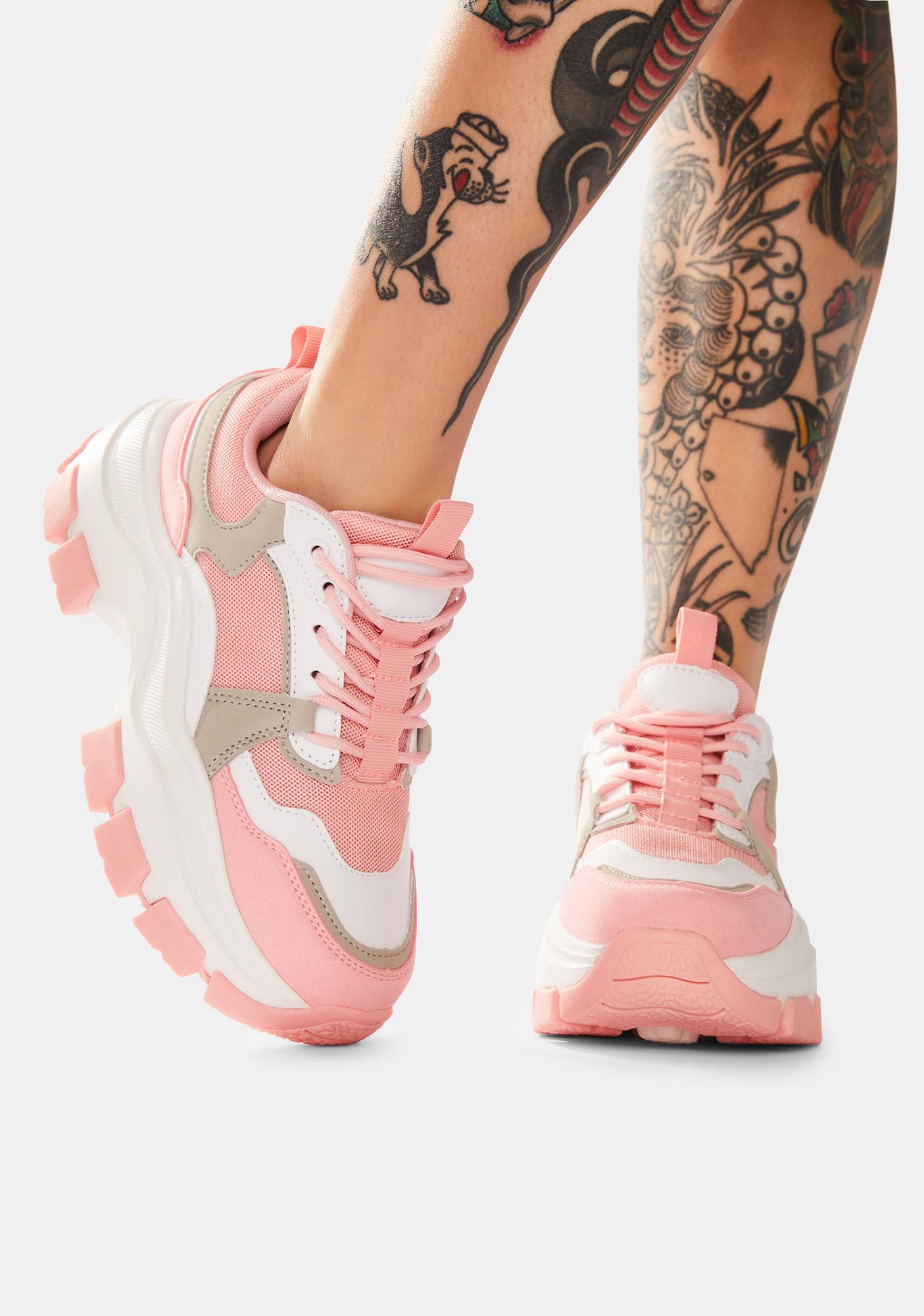 chunky platform sneakers pink