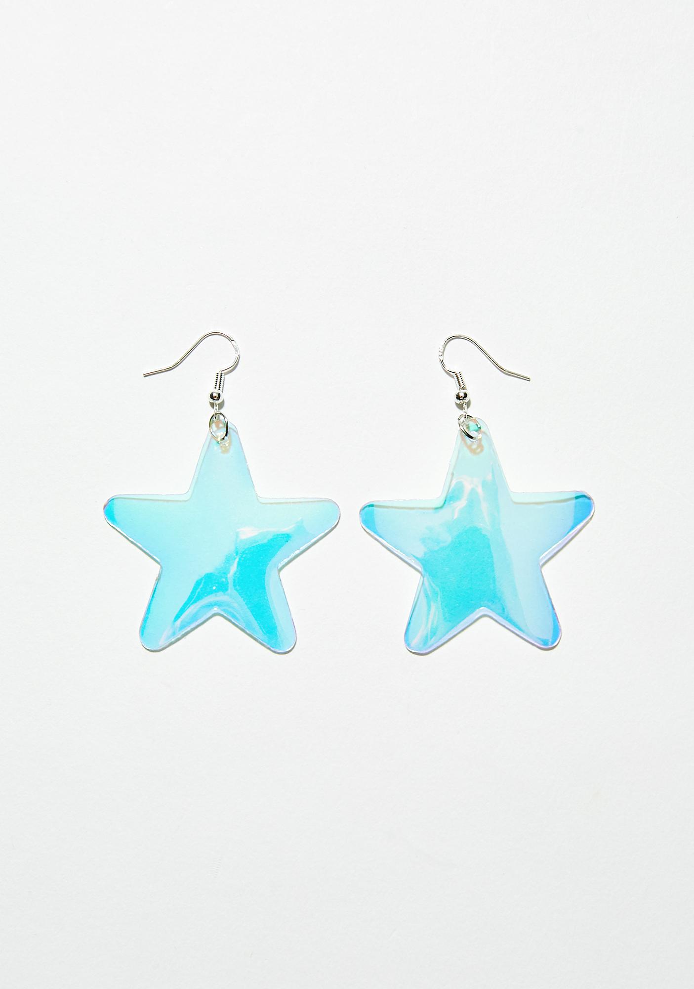 Iridescent Star Earrings Dolls Kill Cosmic Starlet Iridescent Earrings