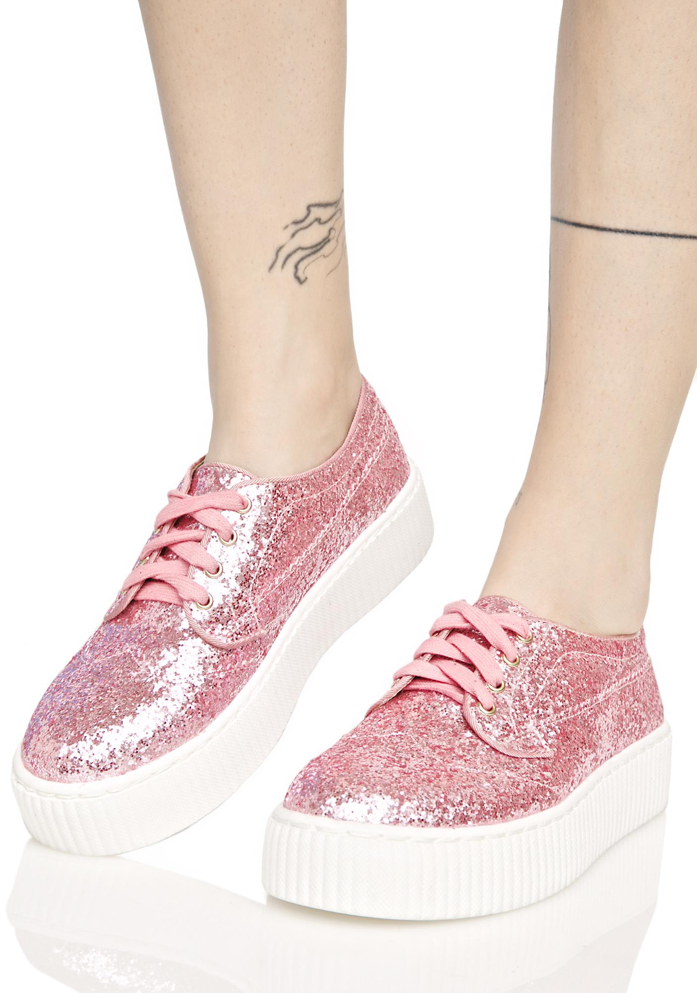 Shellys London Pink Sparkle Sneakers 