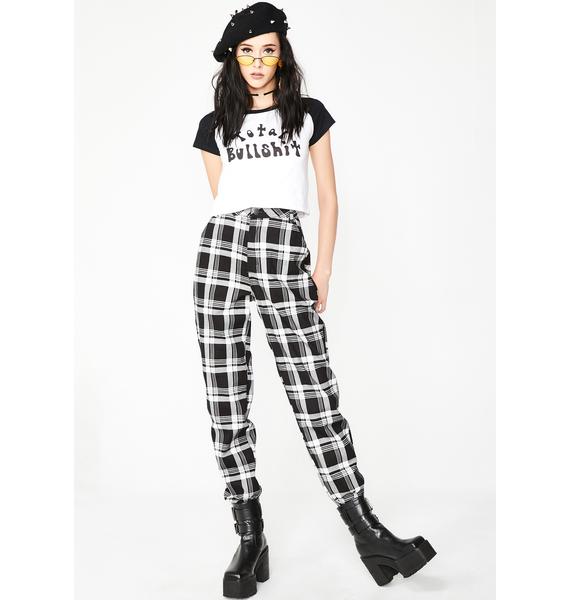 black plaid joggers