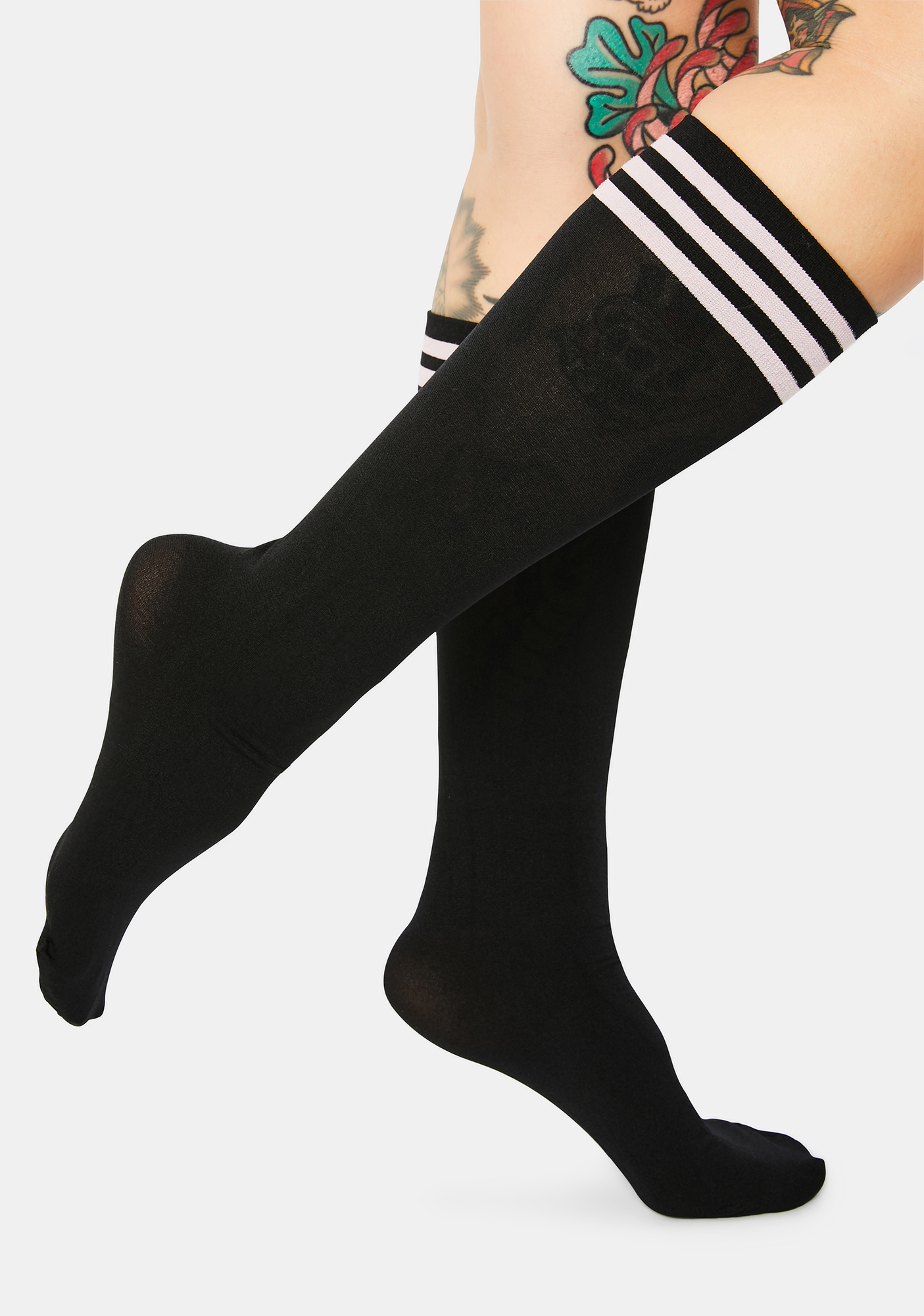 black and pink striped knee high socks